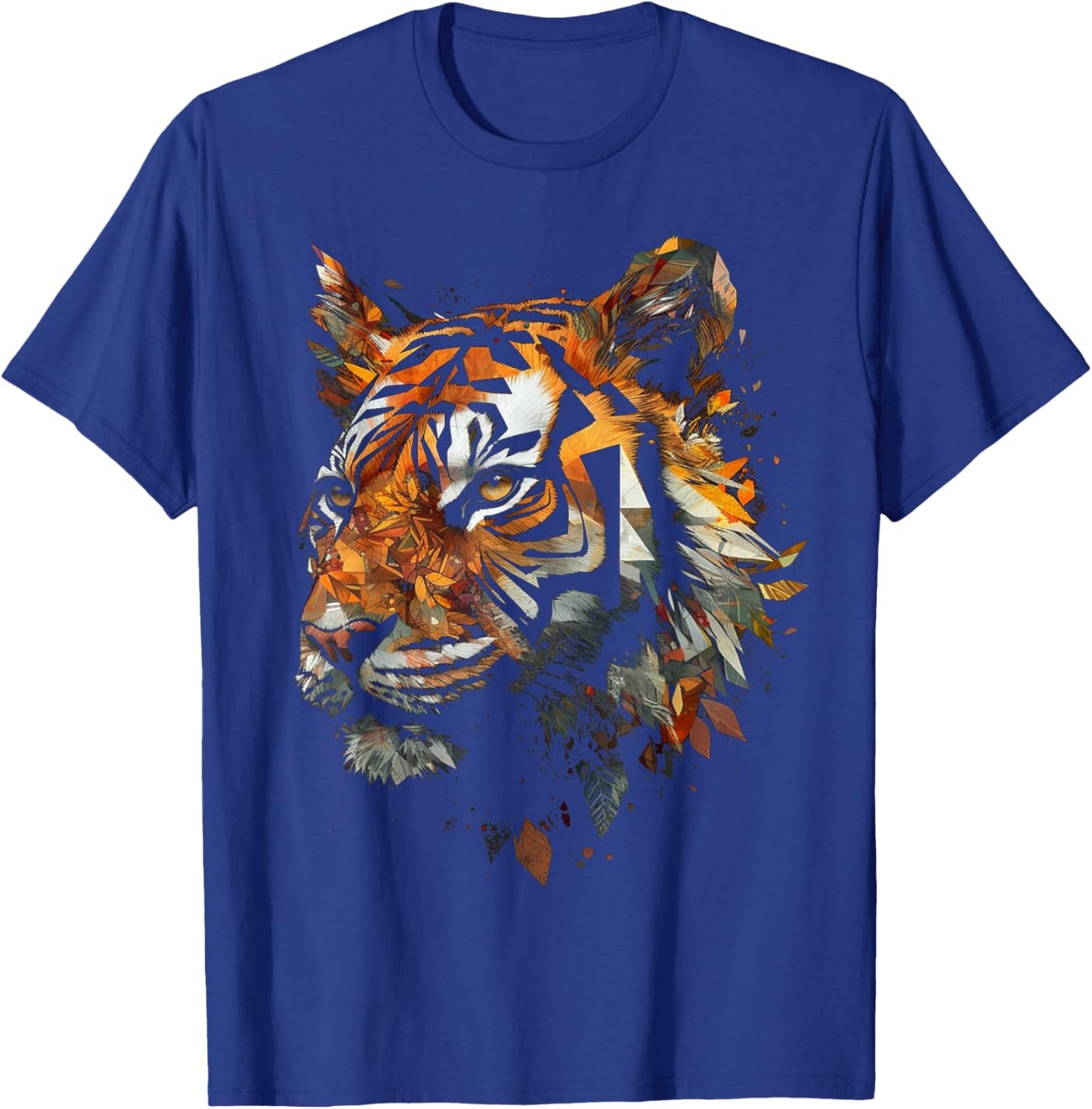 Tiger Artwork Autumn Leaves - Zoo Animal Tiger T-Shirt - T-Shirt | Royal
