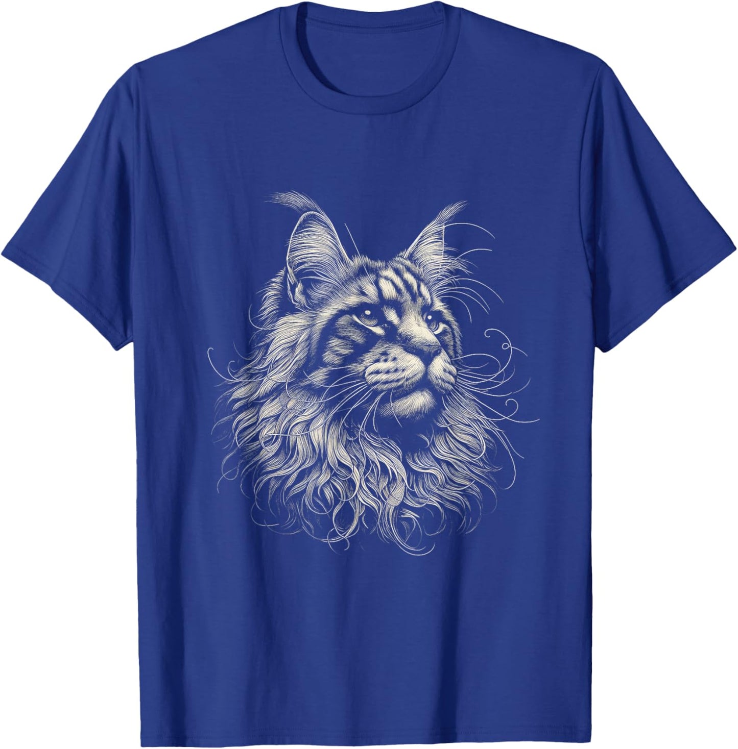 Vintage Maine Coon Cat Face Graphic Art Design T-Shirt - T-Shirt | Royal