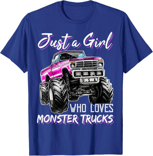 Just a Girl Who Loves Monster Trucks Birthday Gift GIrls T-Shirt - T-Shirt | Royal