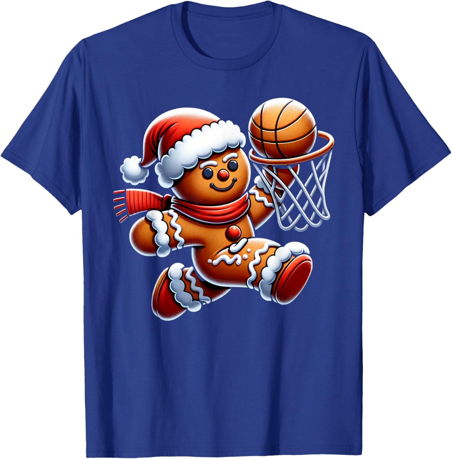 Gingerbread Man Playing Basketball Christmas Xmas Kids T-Shirt - T-Shirt | Royal