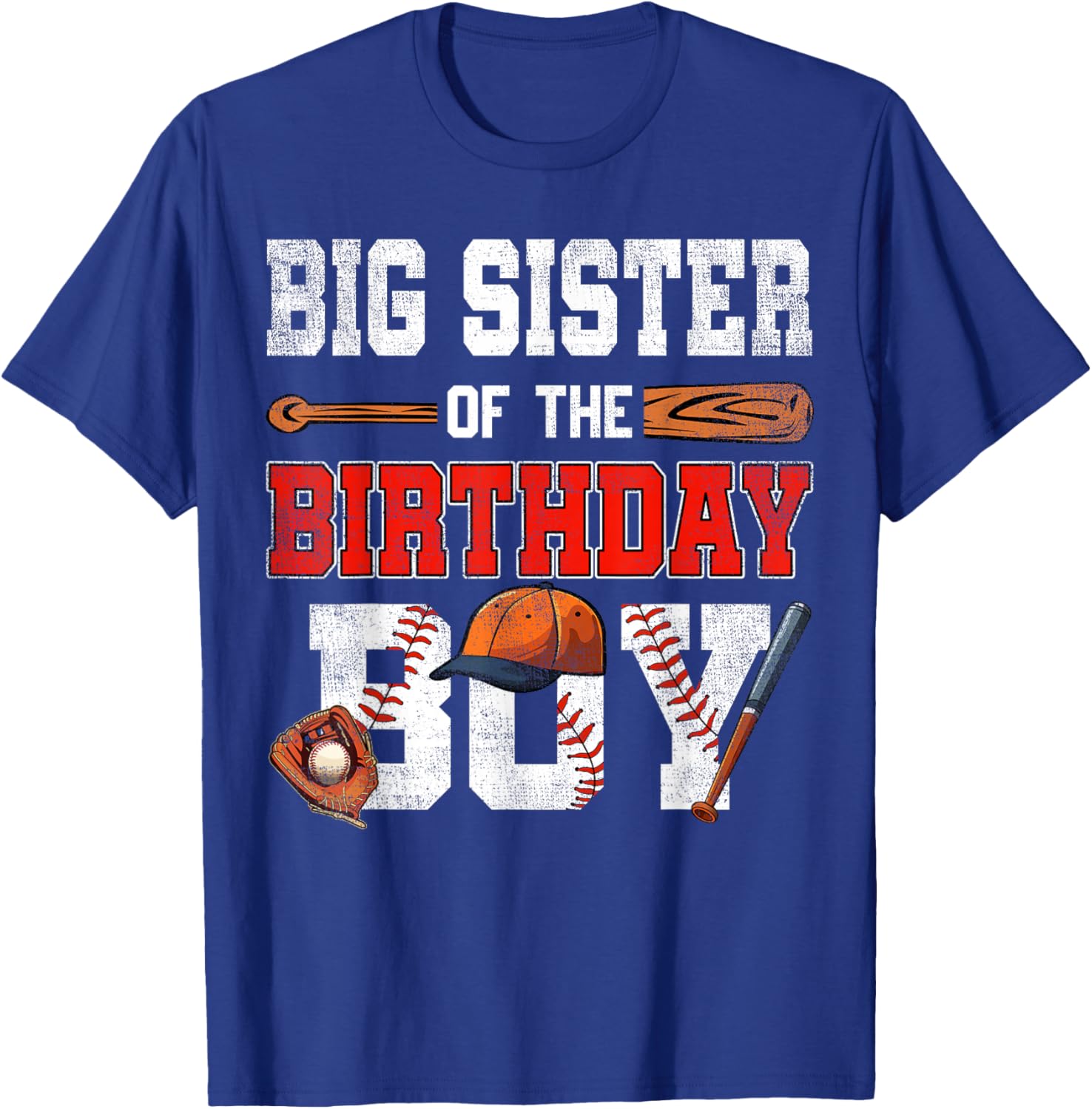 Big Sister Of The Birthday Boy Baseball Bday Family T-Shirt - T-Shirt | Royal