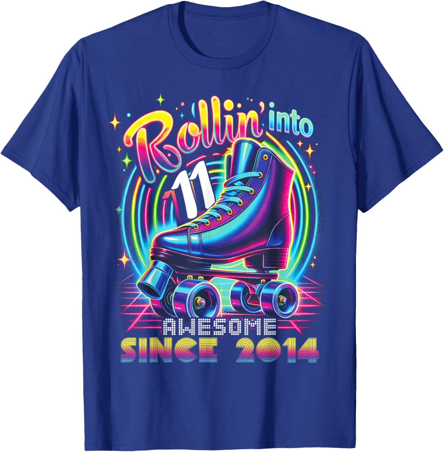 Birthday Roller Skating 11th Girl Rollin into 11 Skate Party T-Shirt - T-Shirt | Royal