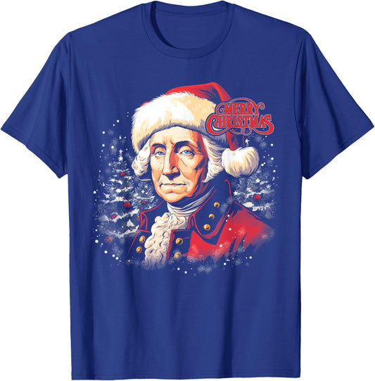 George Washington Funny Merry Christmas Santa Holiday T-Shirt - T-Shirt | Royal