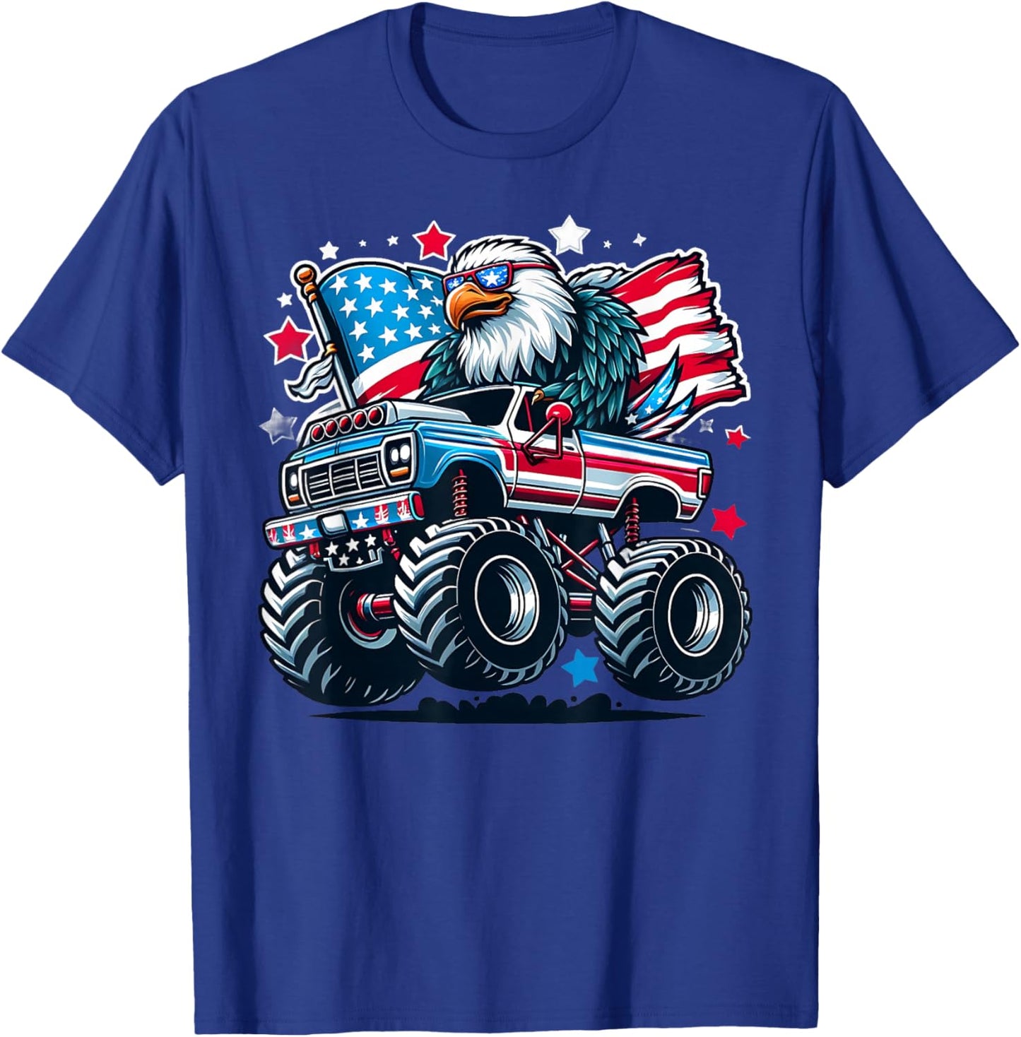 4th of July Patriotic American Flag Eagle USA Red White Blue T-Shirt - T-Shirt | Royal