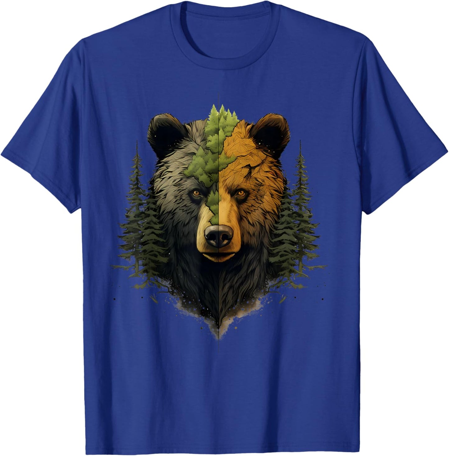 Bear Animal Art Wildlife Forest Portrait Forest Artwork T-Shirt - T-Shirt | Royal