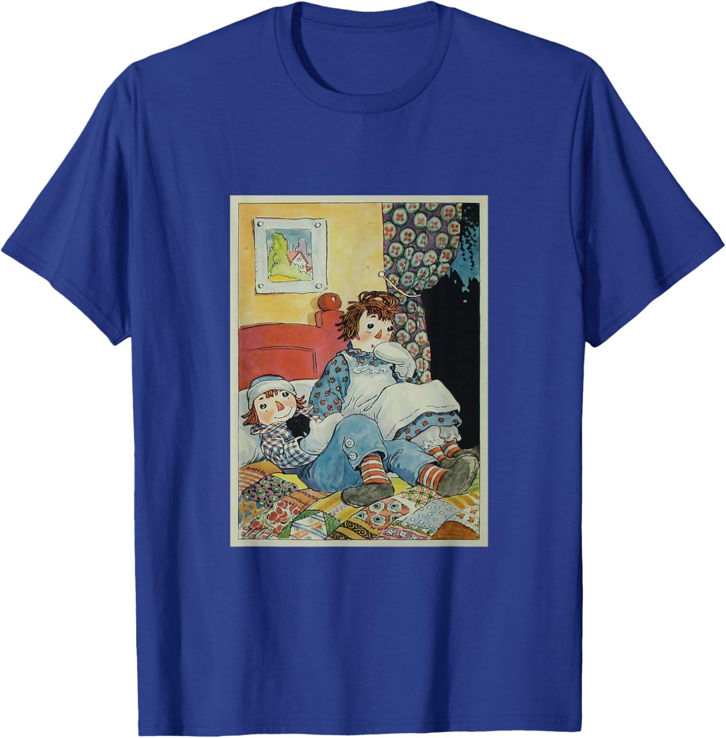 Children's Rag Doll Story Raggedy Ann & Andy on a Bed (1924) , Small, Black T-Shirt - T-Shirt | Royal