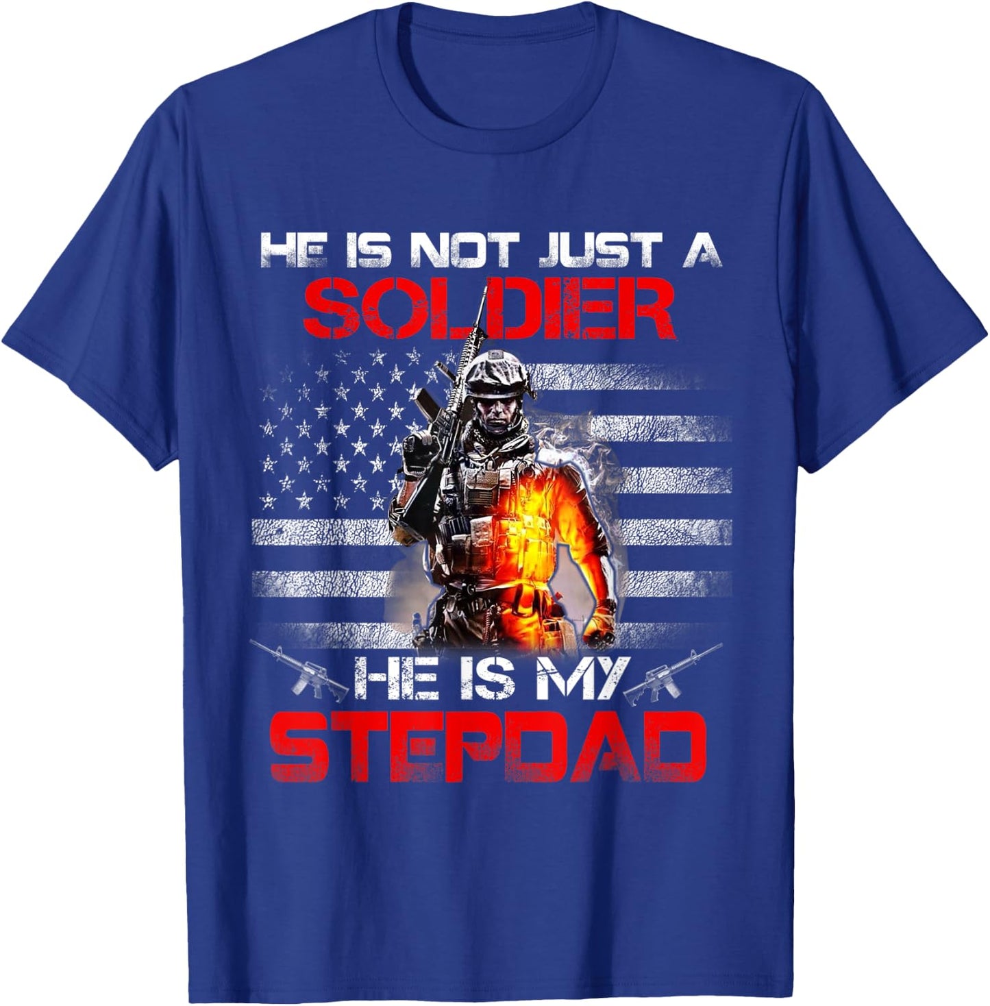 My Stepdad Is A Soldier Proud Army Stepson Stepdaughter T-Shirt - T-Shirt | Royal