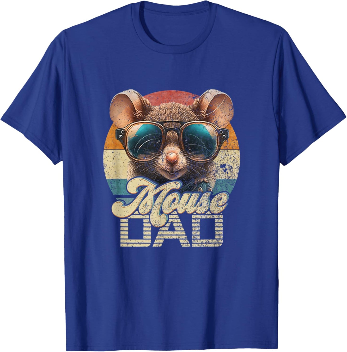 Vintage Retro Mouse Dad Best Daddy Funny Fathers Day T-Shirt - T-Shirt | Royal