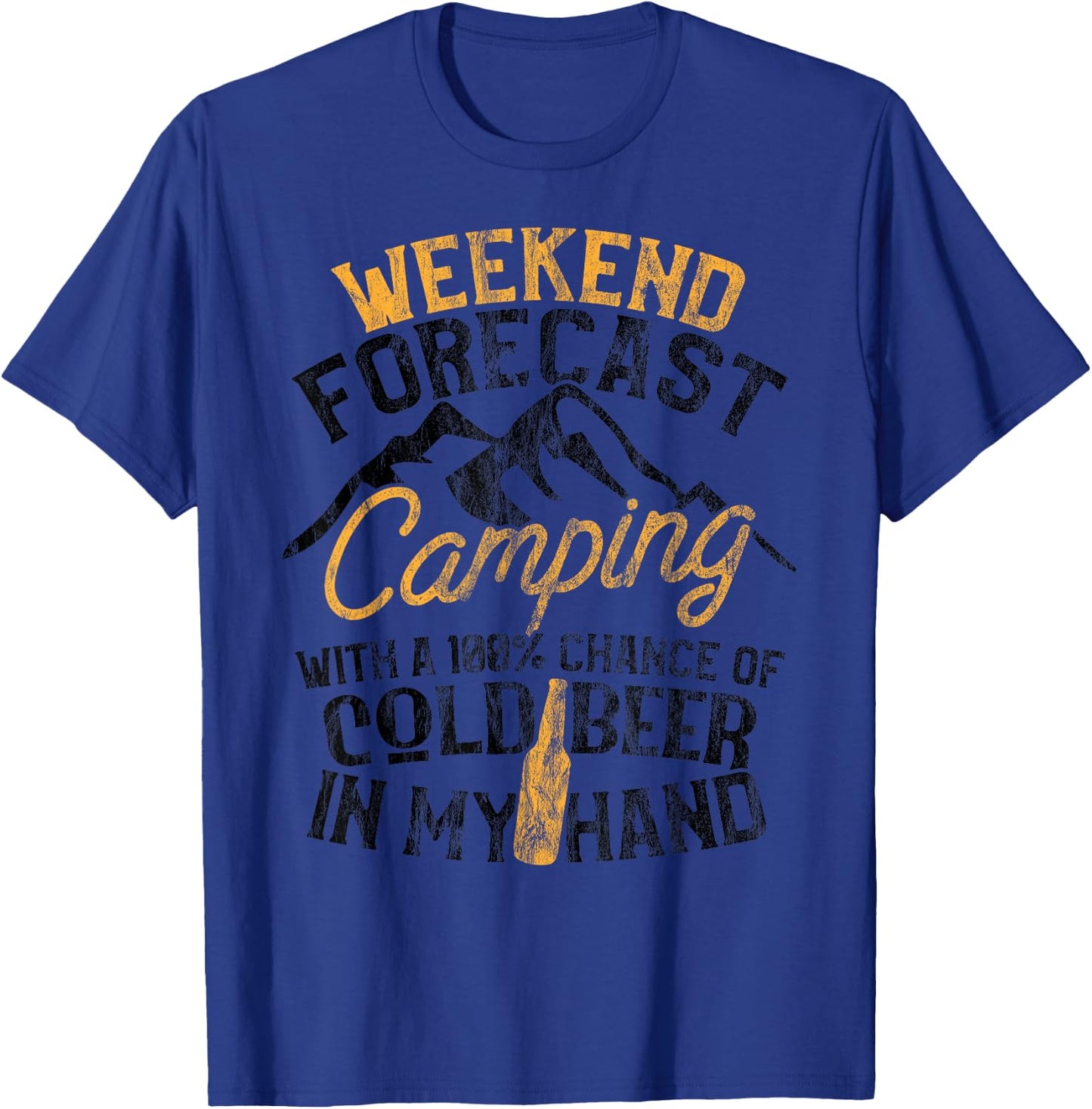 Funny Camping Weekend Forecast 100% Chance Beer T-Shirt - T-Shirt | Royal