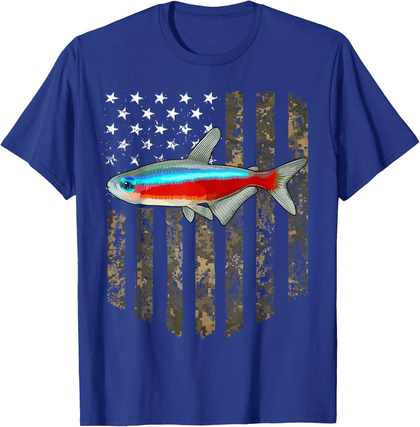Camo American Flag Neon Tetra 4th Of July Aquarium Fish Men T-Shirt - T-Shirt | Royal