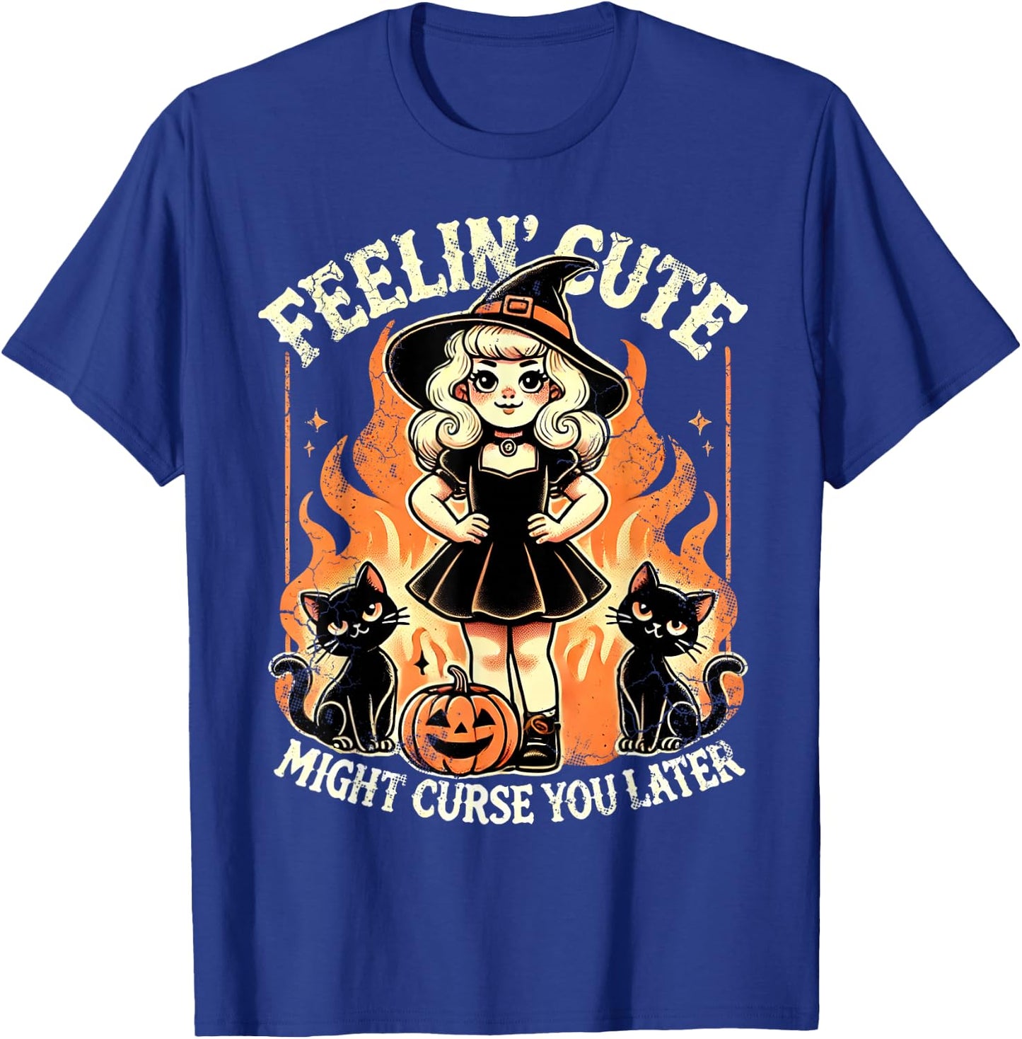 Halloween Feelin' Cute Might Curse You Later T-Shirt - T-Shirt | Royal