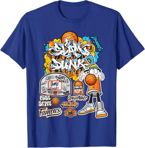 Cool Basketball Graffiti Style Illustration Graphic Designs T-Shirt - T-Shirt | Royal