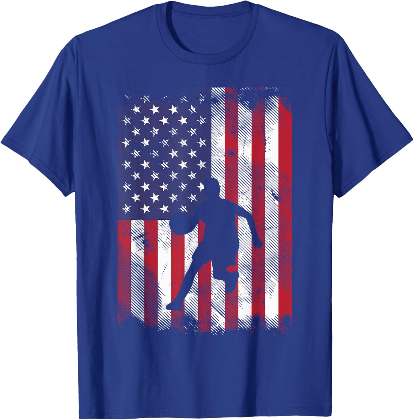 US Flag Basketball Vintage Patriotic Baller Men Women Kids T-Shirt - T-Shirt | Royal