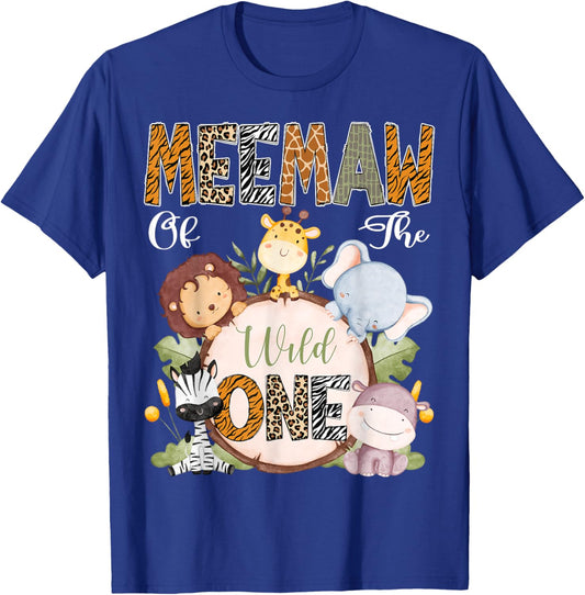 Meemaw Of The Wild One 1St Birthday Safari Woodland T-Shirt - T-Shirt | Royal