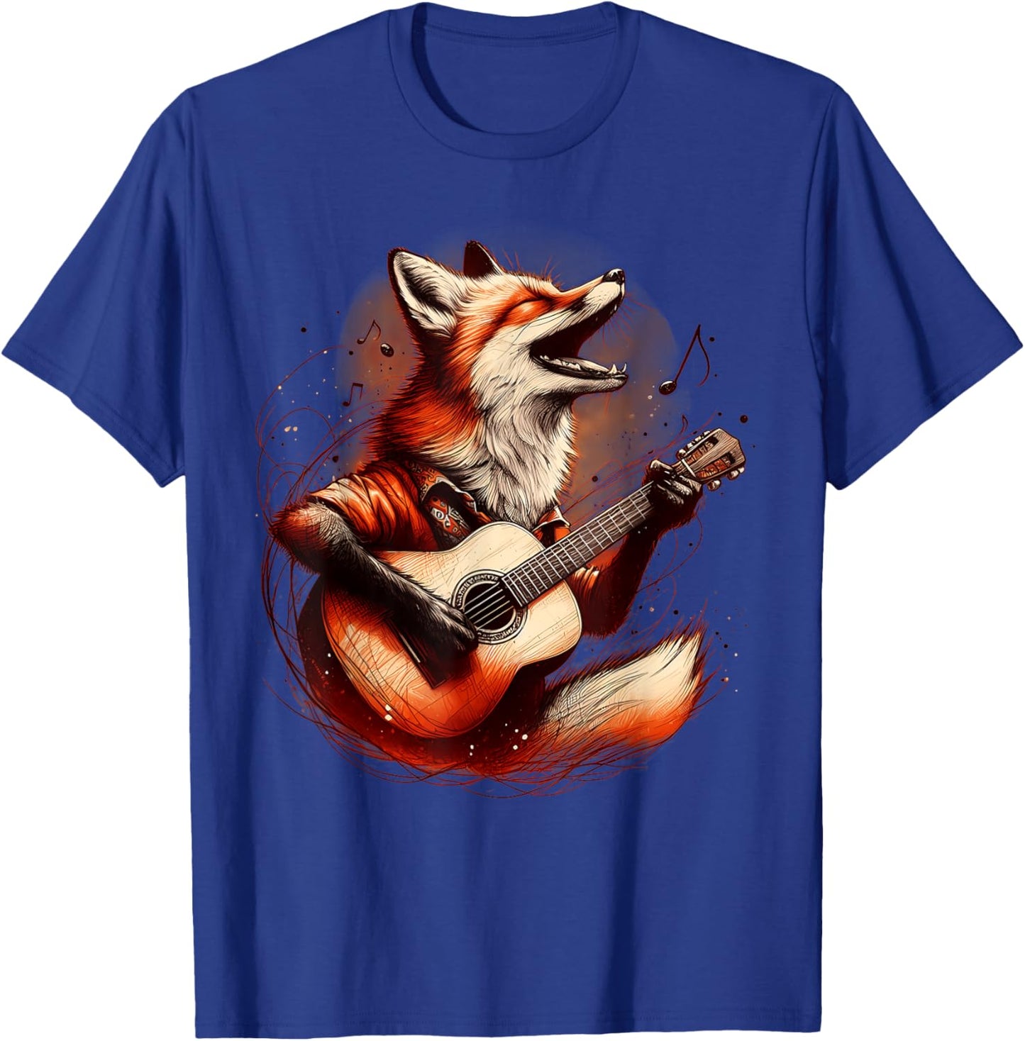 Fox Playing Guitar Funny Rock Music Guitar T-Shirt - T-Shirt | Royal