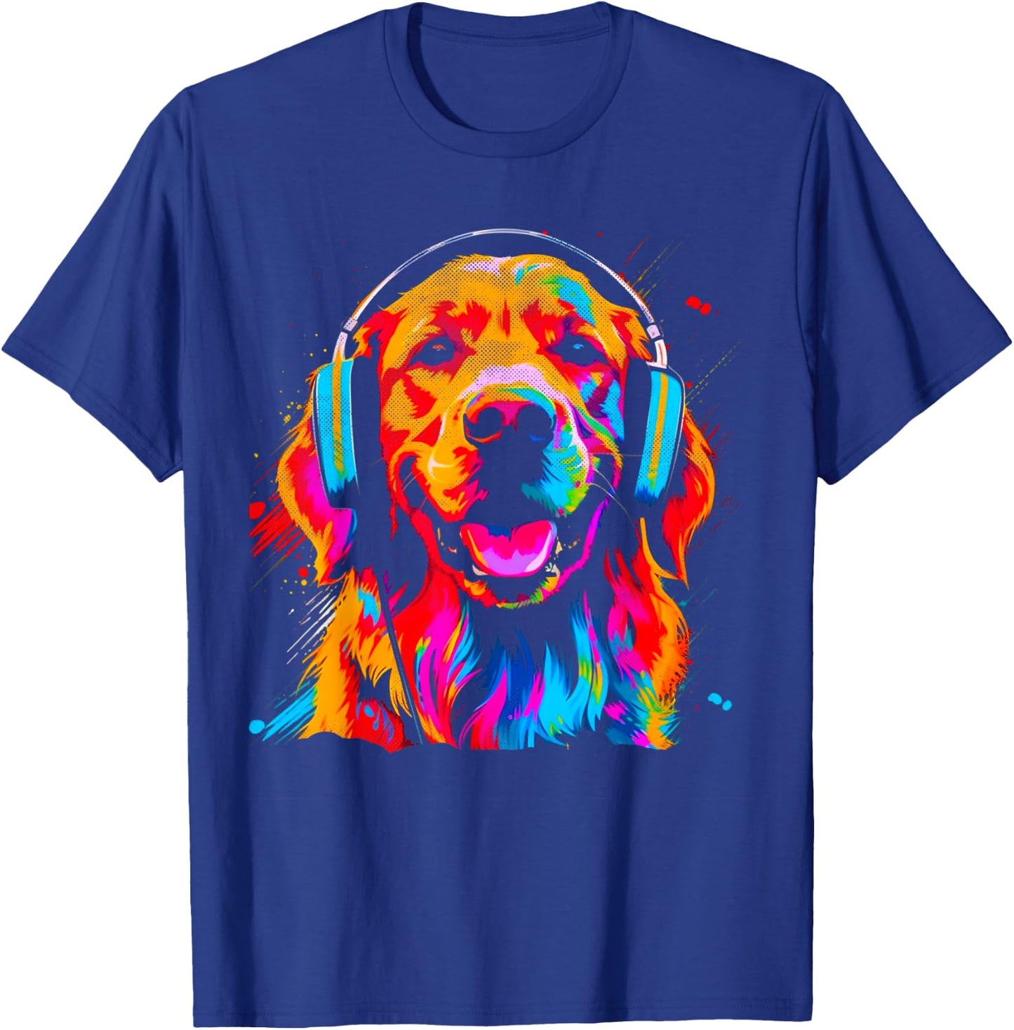 Vintage Golden Retriever DJ Dog Music Festival Graphic T-Shirt - T-Shirt | Royal