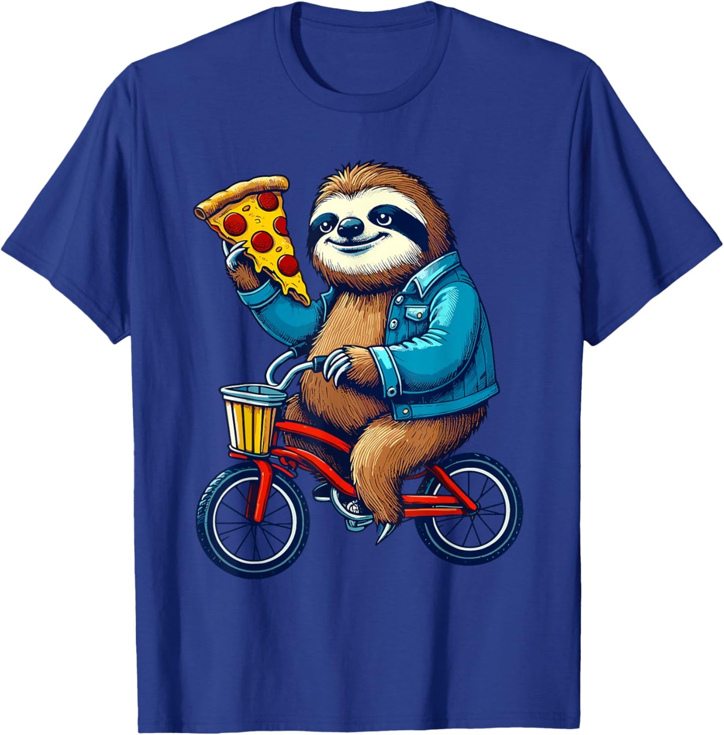 Sloth Riding a Bicycle Eating Pizza Biker Biking Boys Kids T-Shirt - T-Shirt | Royal