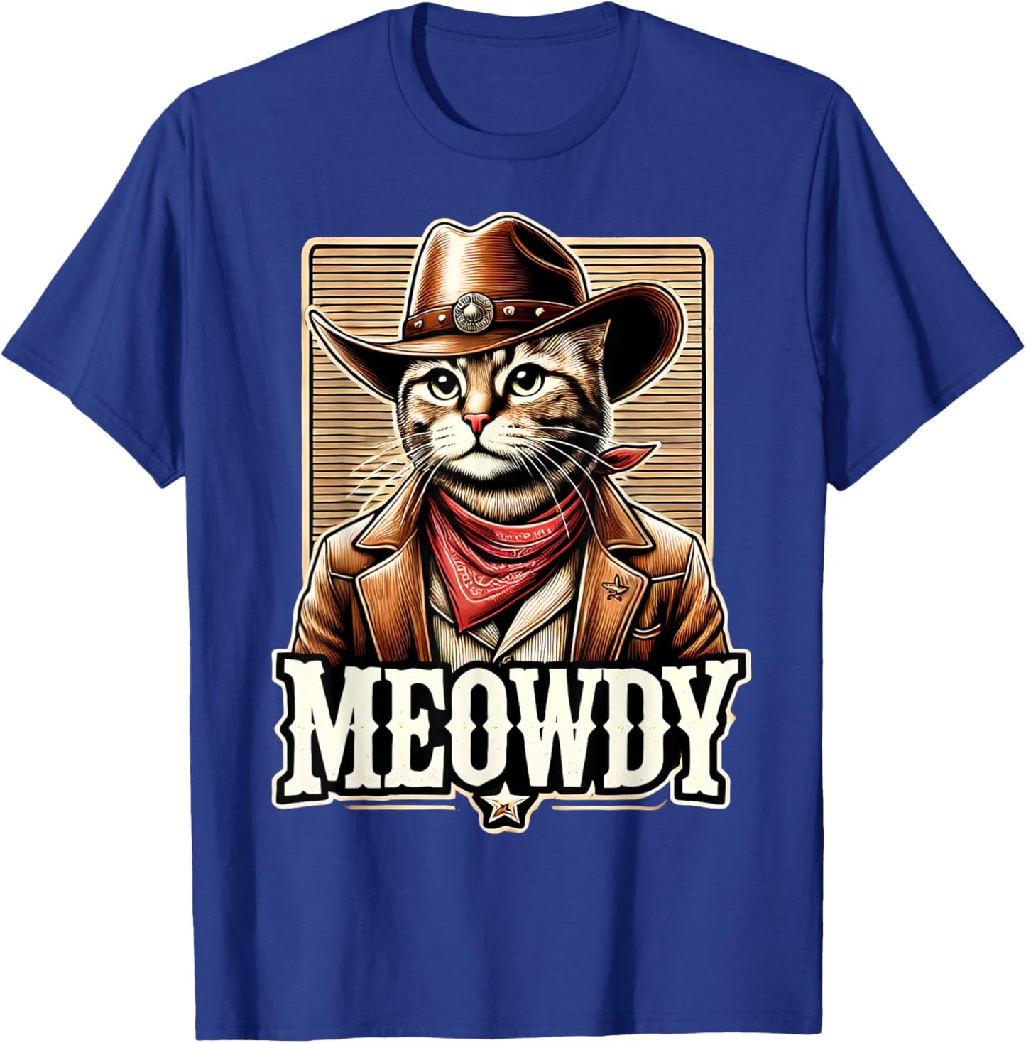 Meowdy Cat Cowboy Cowgirl Meow Howdy Halloween Costume T-Shirt - T-Shirt | Royal
