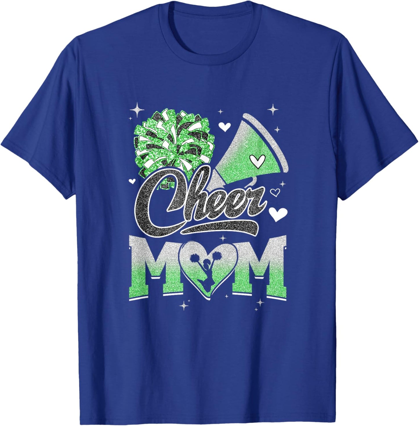 Cheer Mom Green Cheerleading Football Graphic T-Shirt - T-Shirt | Royal