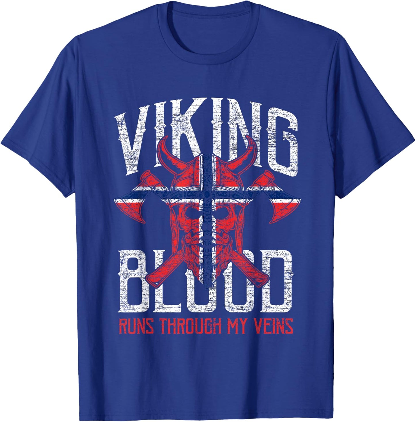 Norwegen Flag Viking Blood Gifts Skull Vintage Norway T-Shirt - T-Shirt | Royal