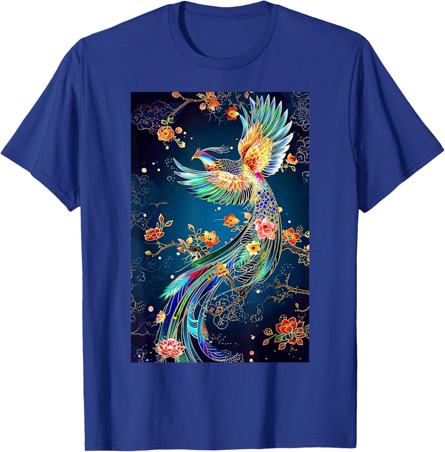 Phoenix Bird Japanese Vintage Asian Flying T-Shirt - T-Shirt | Royal