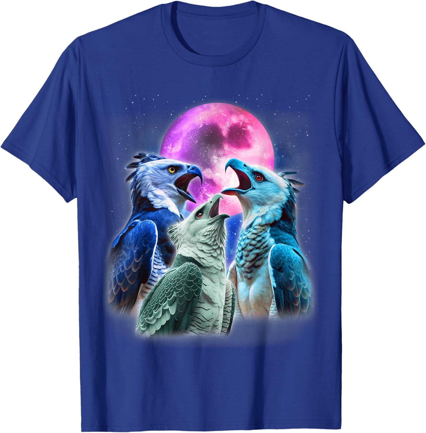 3 Harpy Eagles Howling At The Moon Funny Eagle Bird Lover T-Shirt - T-Shirt | Royal