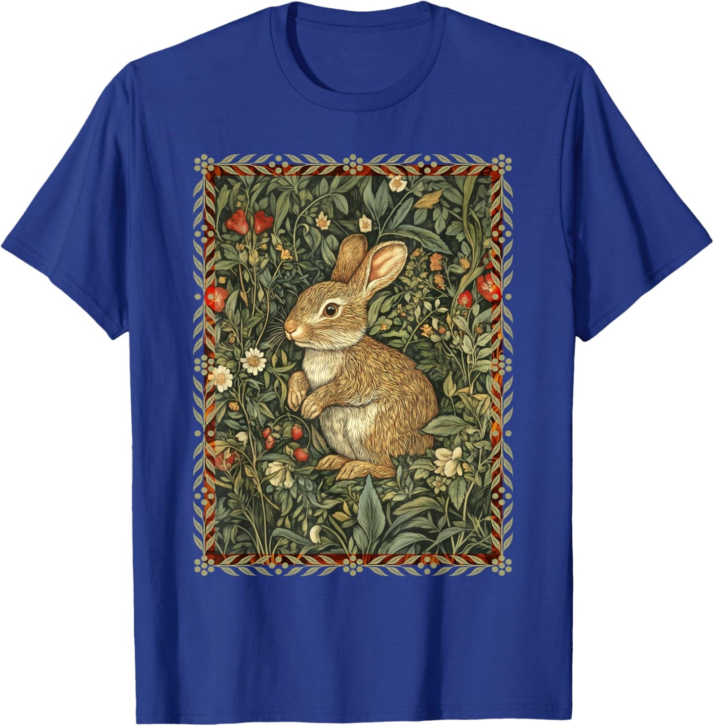 Baby Bunny Rabbit William Morris Style Vintage T-Shirt - T-Shirt | Royal