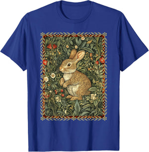 Baby Bunny Rabbit William Morris Style Vintage T-Shirt - T-Shirt | Royal