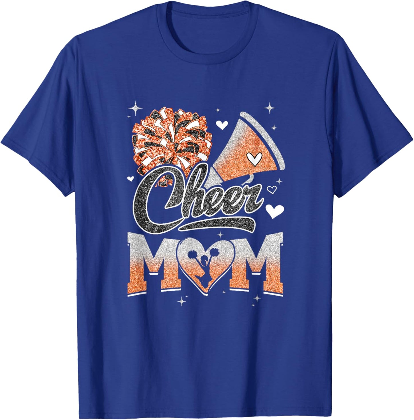 Cheer Mom Orange Cheerleading Football Graphic T-Shirt - T-Shirt | Royal