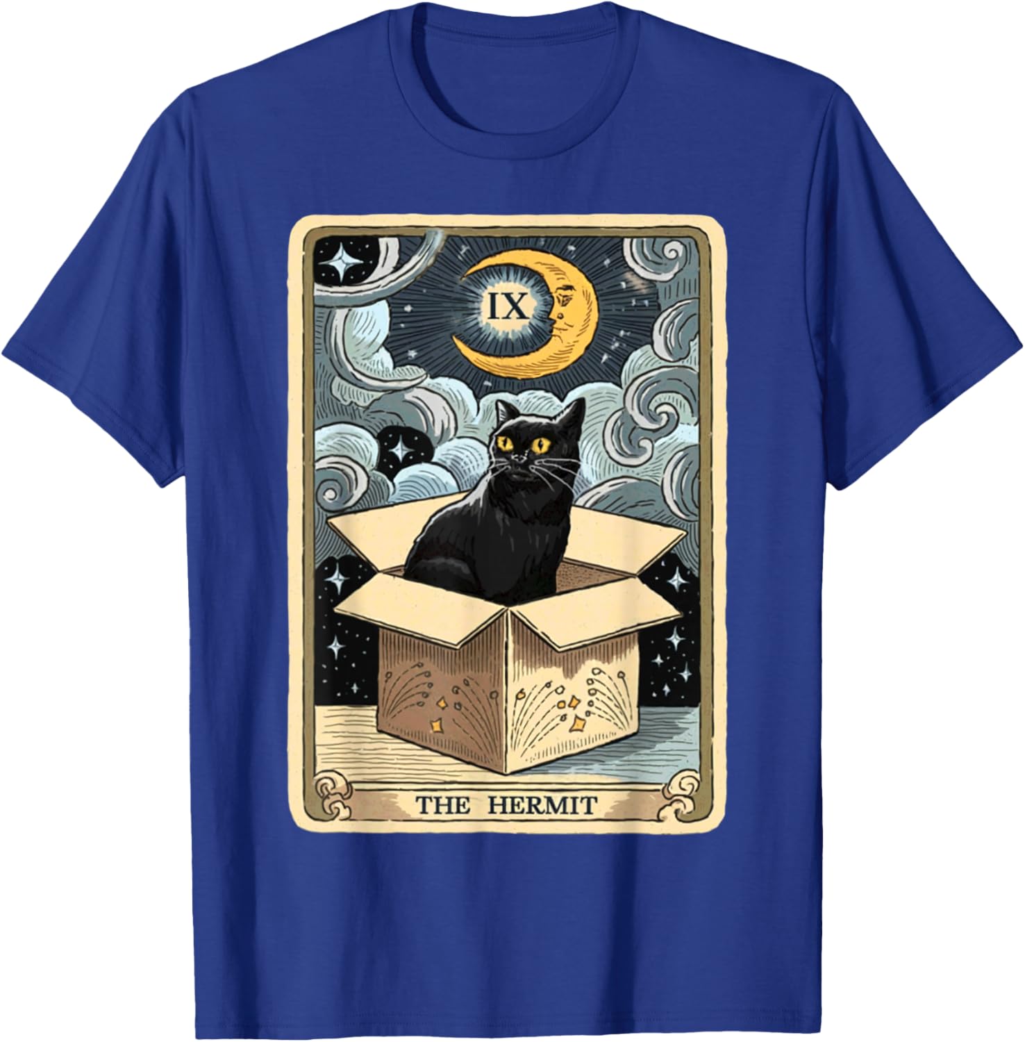 The Hermit Tarot Card Cat In Box Mystic Funny Cat Esoteric T-Shirt - T-Shirt | Royal