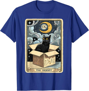 The Hermit Tarot Card Cat In Box Mystic Funny Cat Esoteric T-Shirt - T-Shirt | Royal