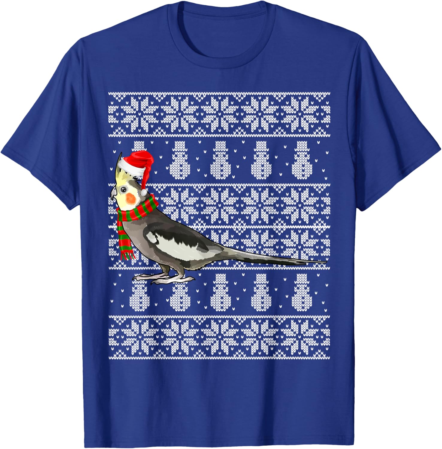 Bird Xmas Santa Hat Cockatiel Ugly Christmas T-Shirt - T-Shirt | Royal