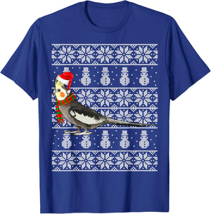 Bird Xmas Santa Hat Cockatiel Ugly Christmas T-Shirt - T-Shirt | Royal