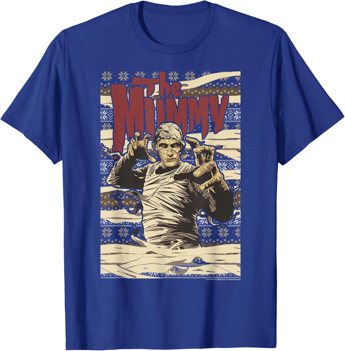 Universal Monsters Christmas The Mummy Ugly Sweater T-Shirt - T-Shirt | Royal