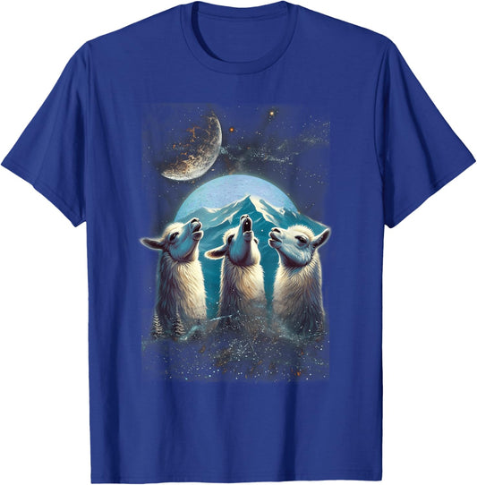 Three Llamas Howling At The Moon Funny Parody Llama T-Shirt - T-Shirt | Royal