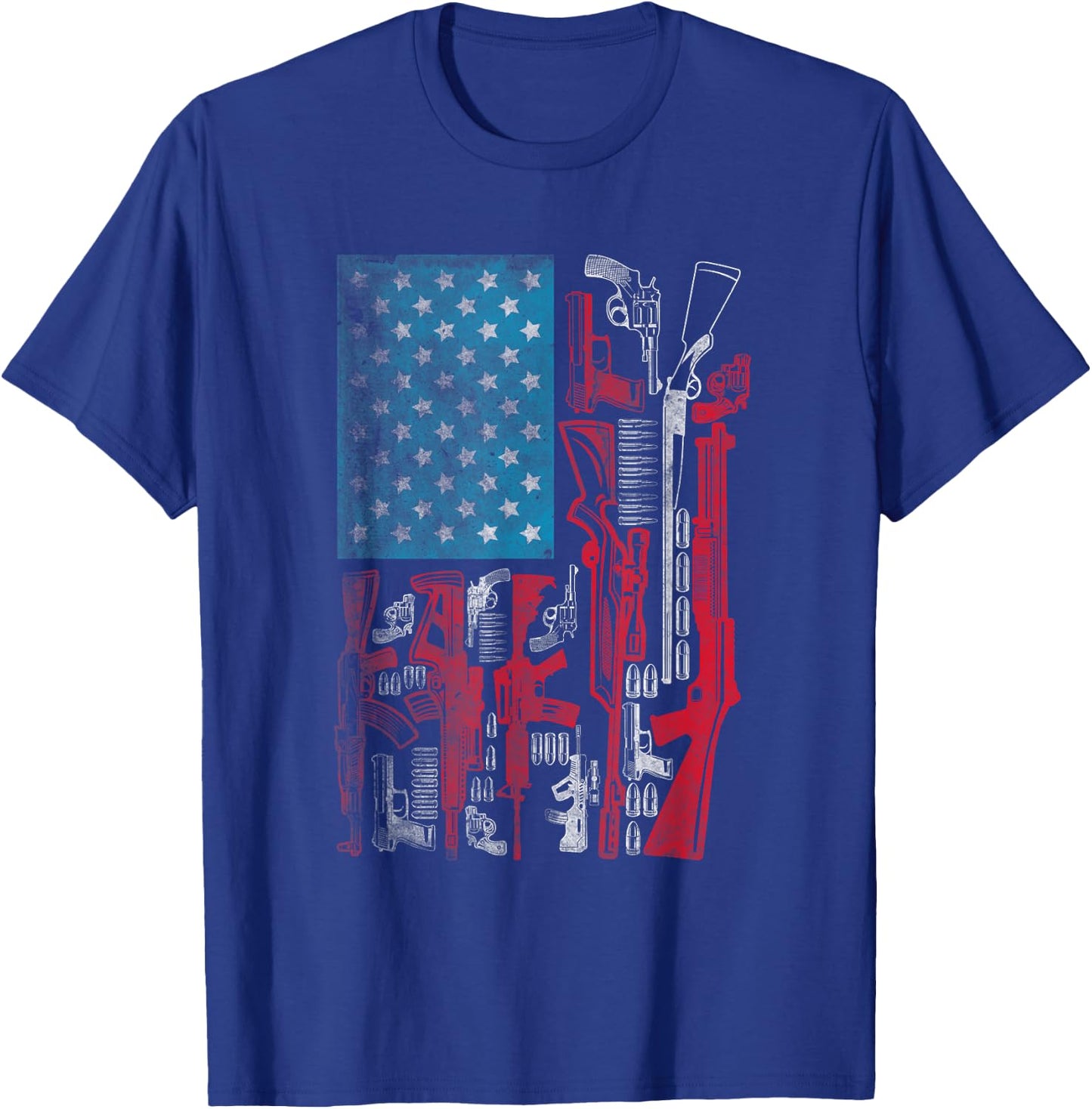 American Flag Guns Riffles Bullets US Flag Weapon Ammo Lover T-Shirt - T-Shirt | Royal