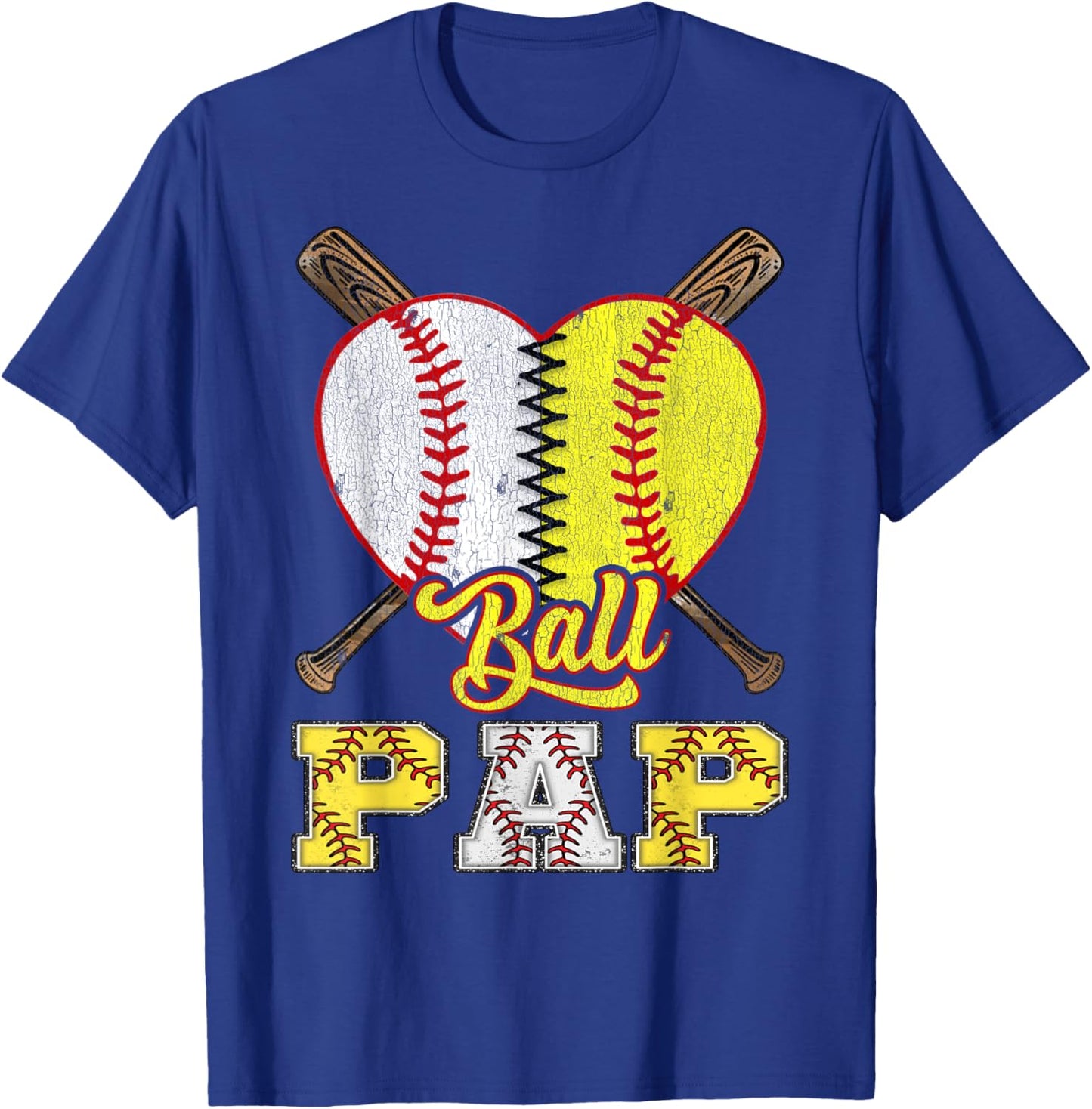 Pap Of Both Ball Pap Half Baseball Softball T-Shirt - T-Shirt | Royal