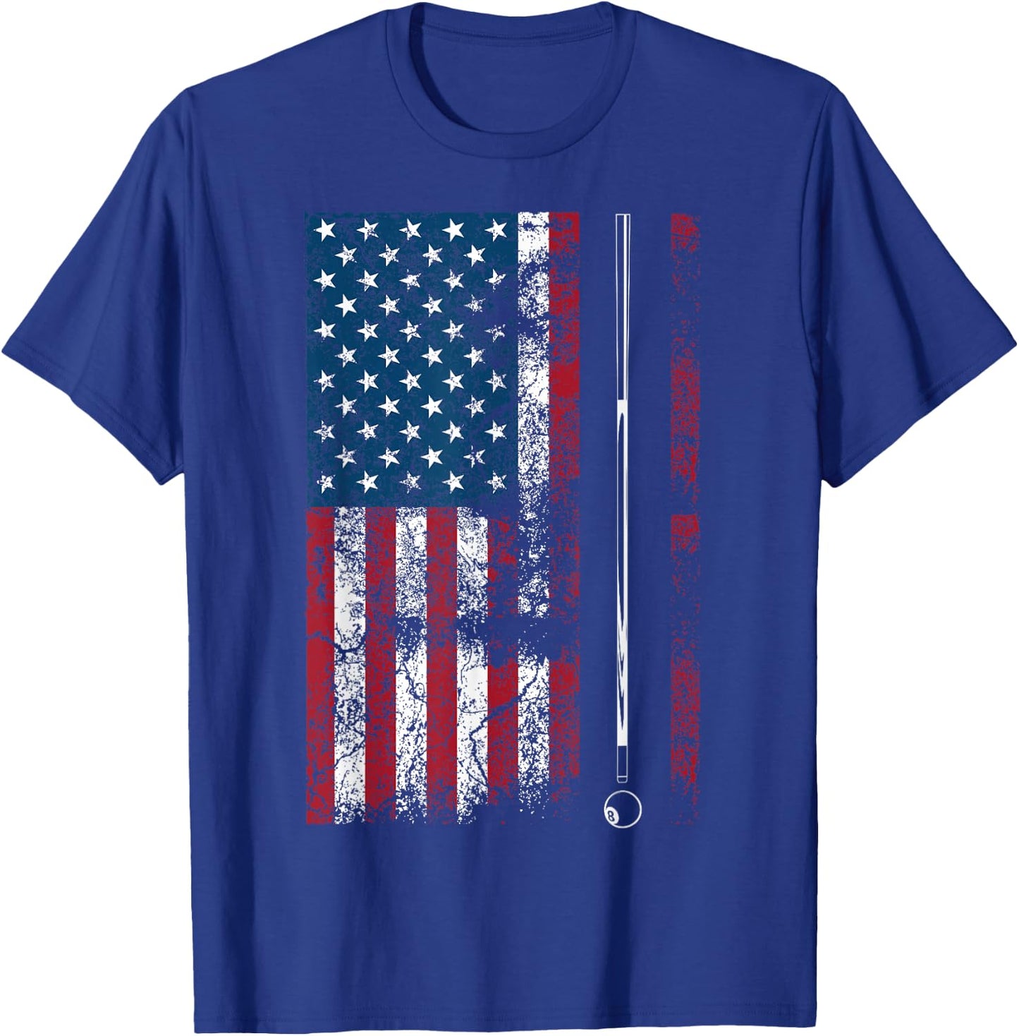 American Flag Billiard Stick Cute Table Game Funny USA Gift T-Shirt - T-Shirt | Royal