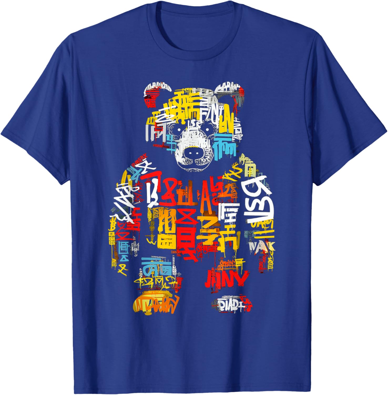 Bear Text Abstract Colorful Animal Art Bear T-Shirt - T-Shirt | Royal