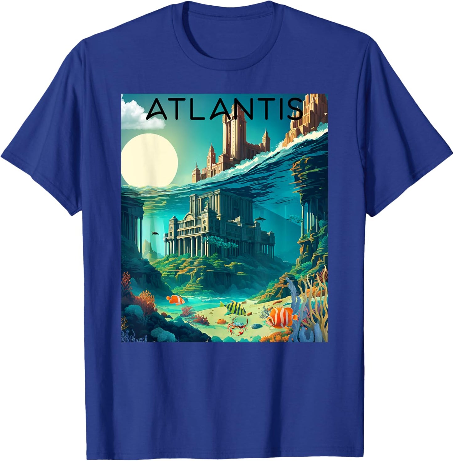 Atlantis Lost Underwater City Of Utopian Myth Travel Ad T-Shirt - T-Shirt | Royal