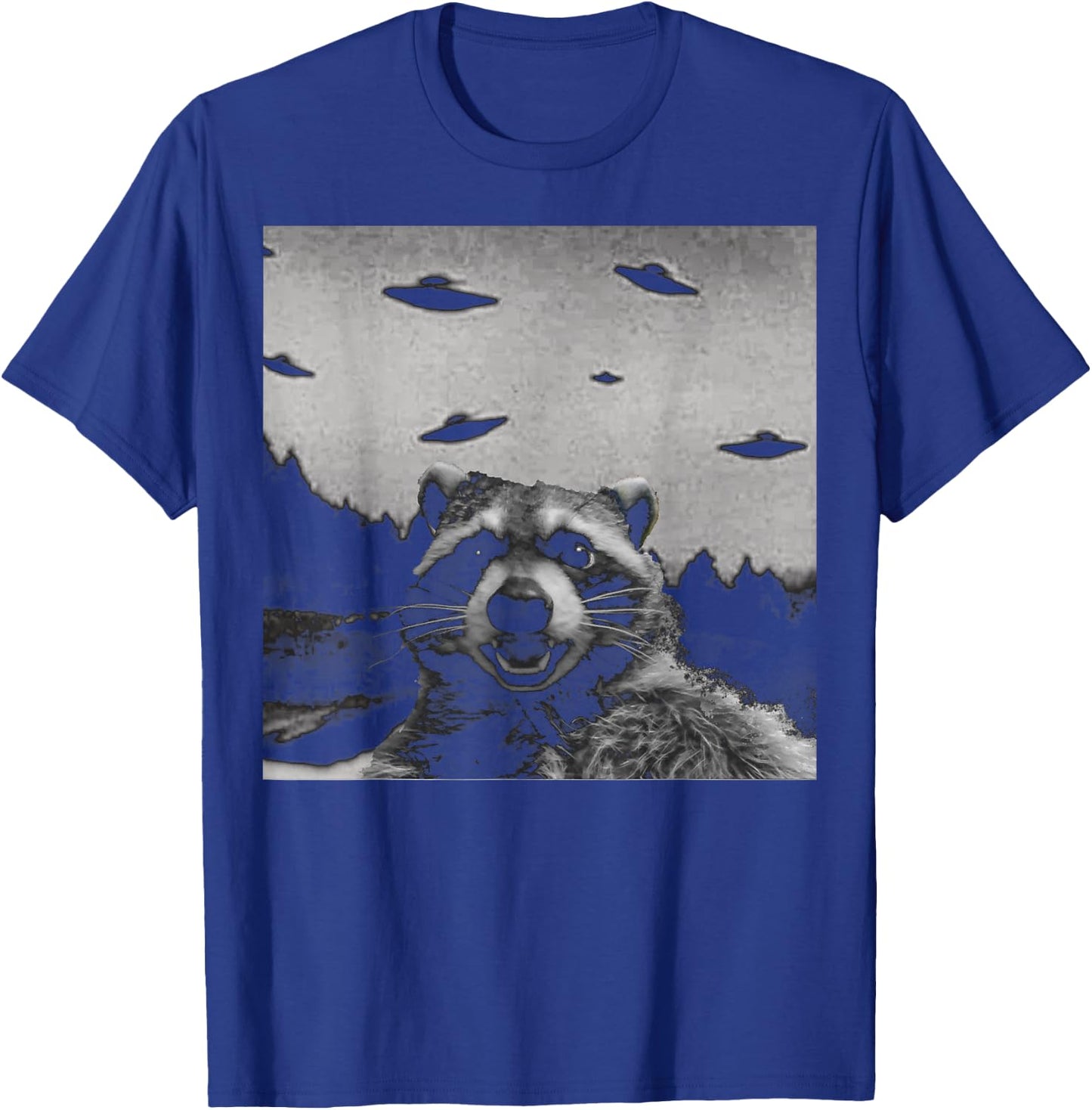 Alien UFO Funny Raccoon T-Shirt - T-Shirt | Royal