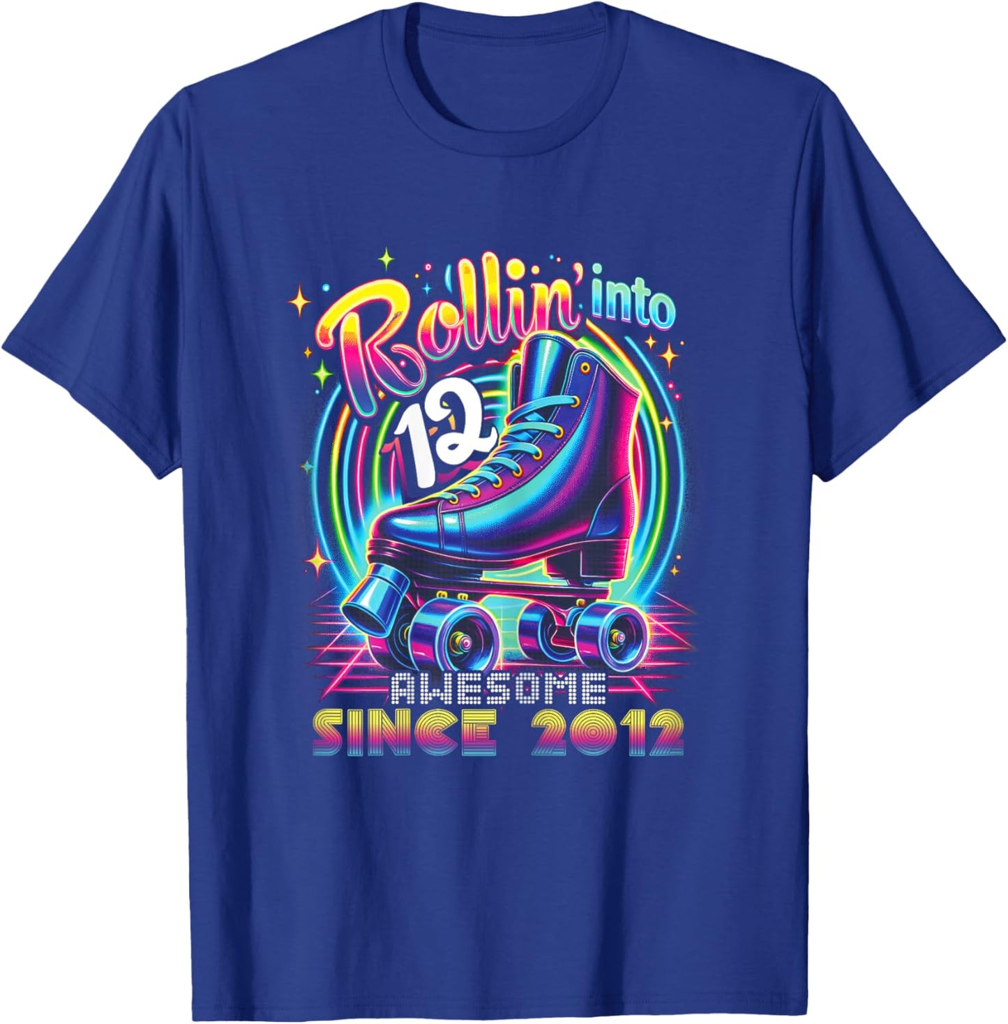 Roller Skate 12th Birthday Skating Girls Rollin 12 2012 T-Shirt - T-Shirt | Royal