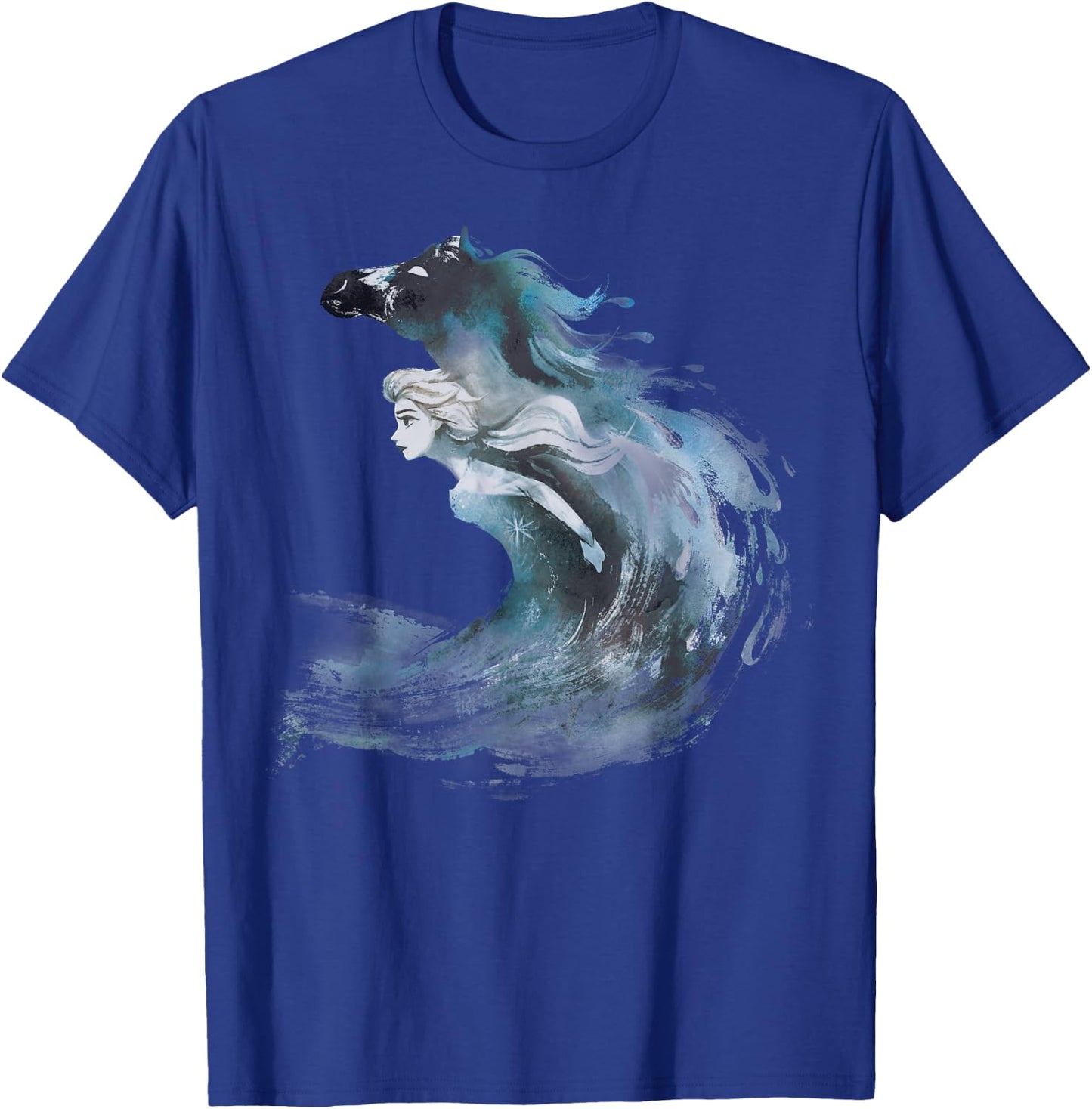 Disney Frozen 2 Elsa Watercolor Horse Painted Portrait T-Shirt - T-Shirt | Royal
