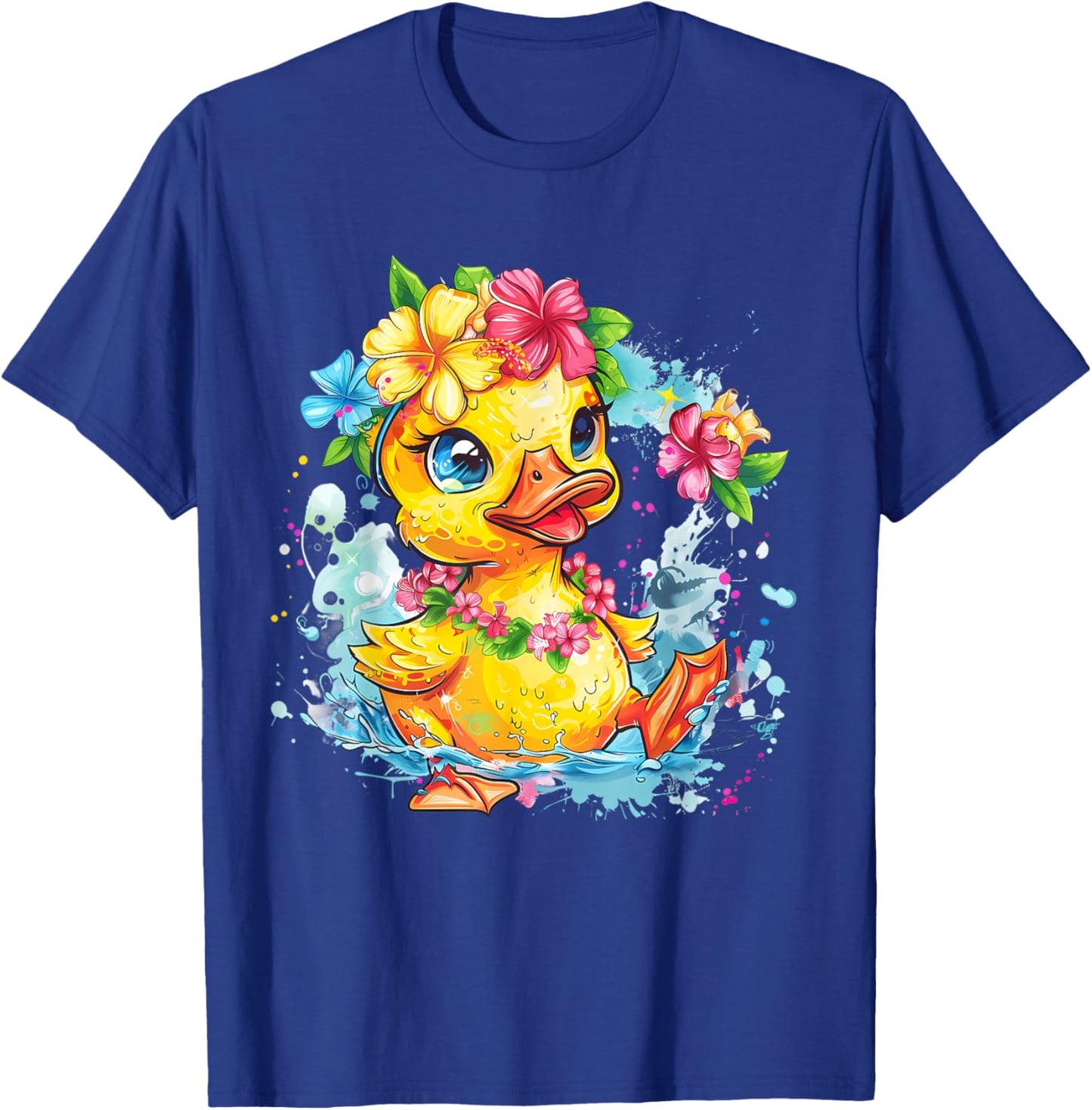 Rubber Duck Floral Hawaiian Watercolor Rubber Duck Lover T-Shirt - T-Shirt | Royal