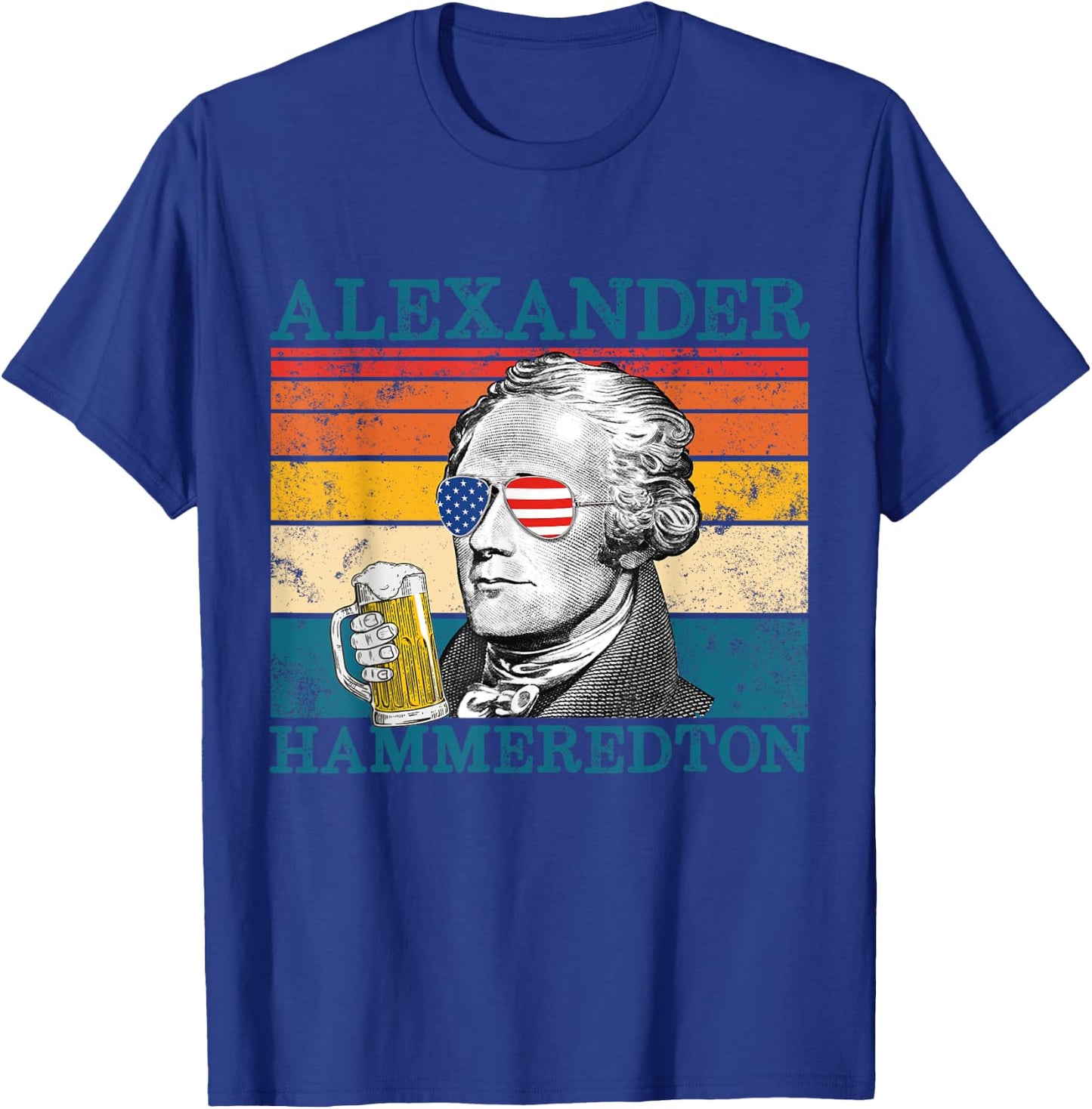 Alexander Hammeredton Retro Drinking Alexander Hamilton T-Shirt - T-Shirt | Royal