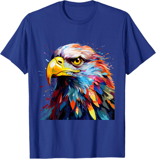 Cool Colorful Eagle Portrait Graphic T-Shirt - T-Shirt | Royal
