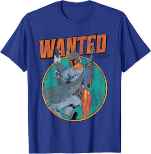 Star Wars Boba Fett Wanted Mandalorian Distressed T-Shirt - T-Shirt | Royal