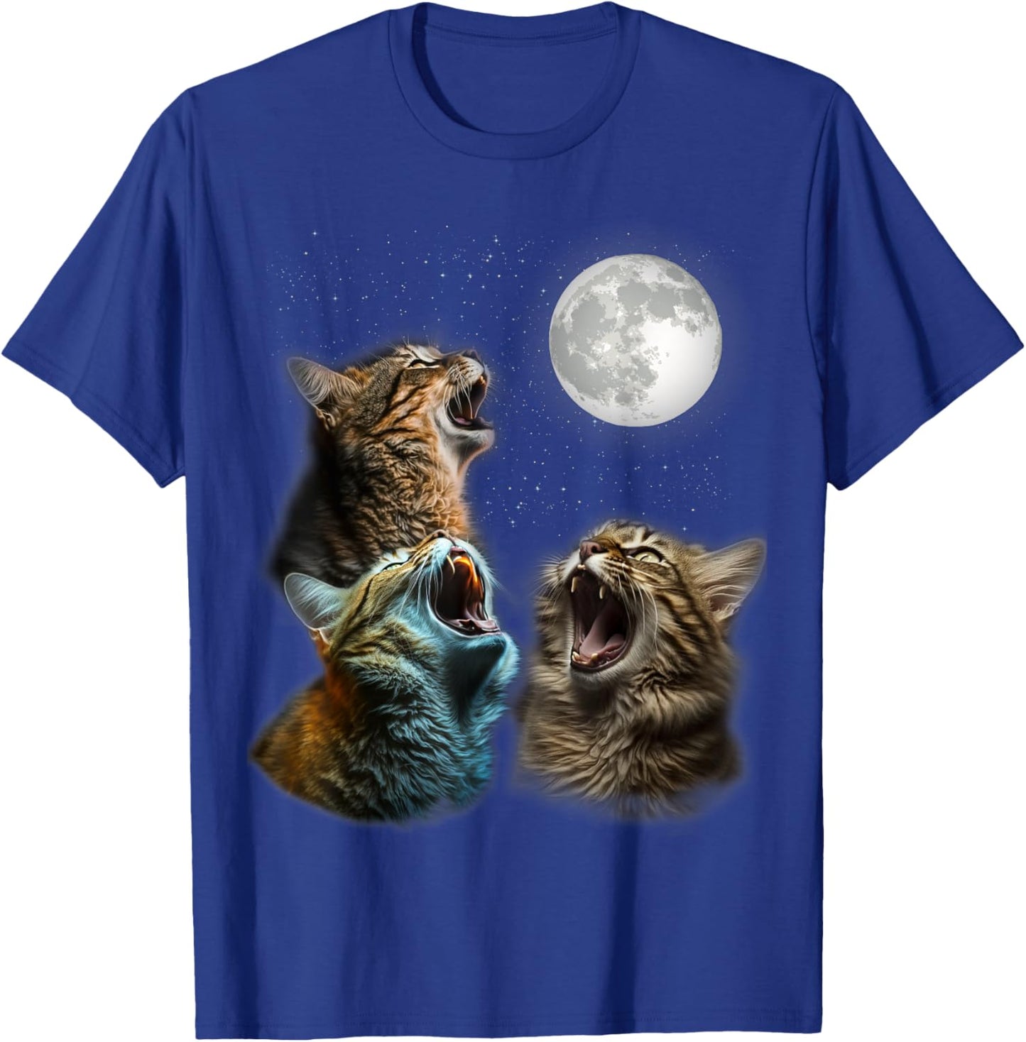 Funny Cat Moon Three Cats Meowling At Moon - Cats Howling T-Shirt - T-Shirt | Royal