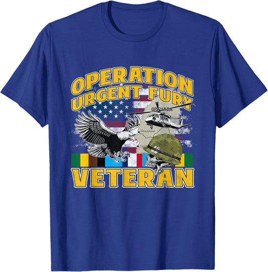 OUF Veteran Operation Urgent Fury Ribbon Grenada Vintage T-Shirt - T-Shirt | Royal