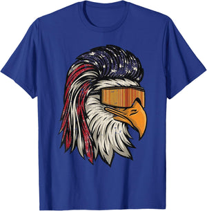 Vintage Eagle Mullet Sunglasses Merica 4th Of July USA Flag T-Shirt - T-Shirt | Royal